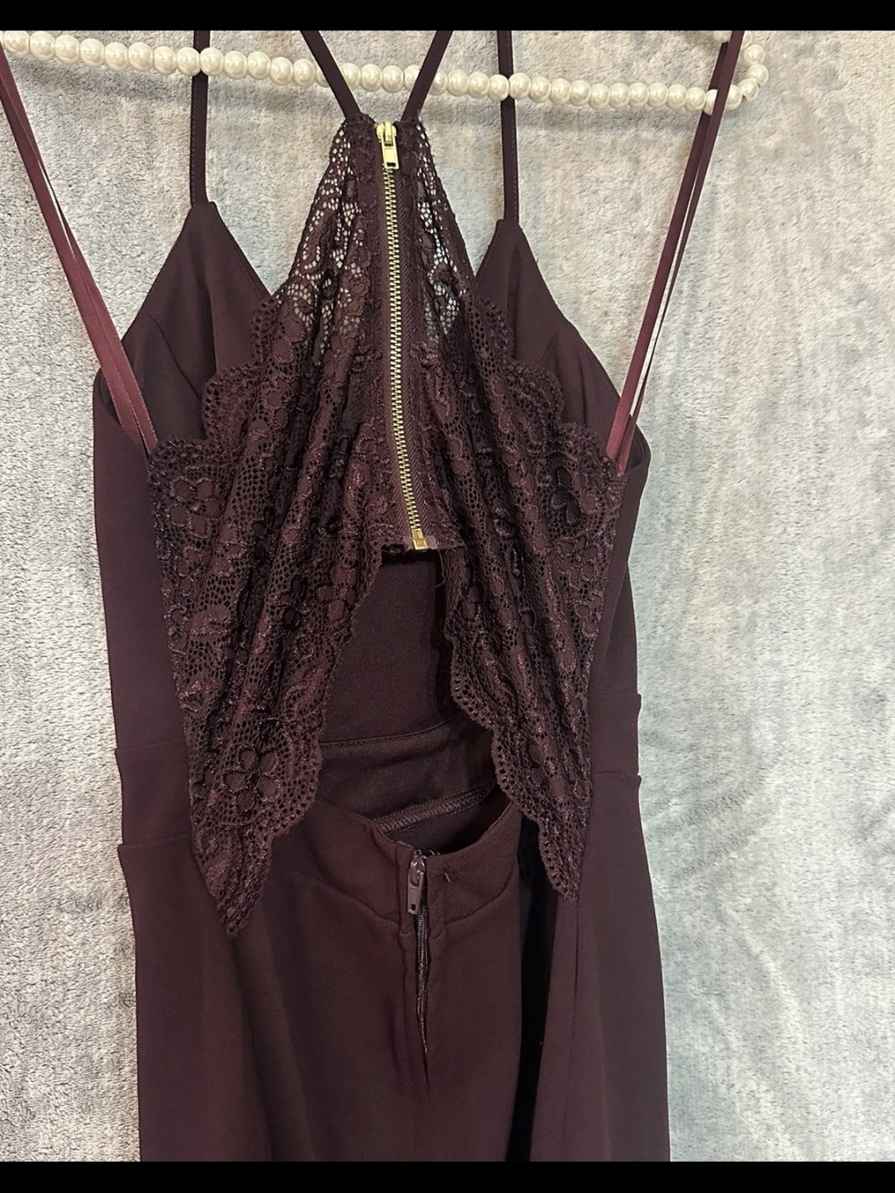 City Triangles Burgundy Lace-Back Cami Mini Dress - Picture 3 of 4